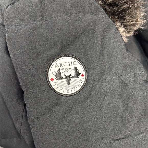 Artic Expedition Black Quilted Puffer Coat with Fur Trim - Picture 4 of 7